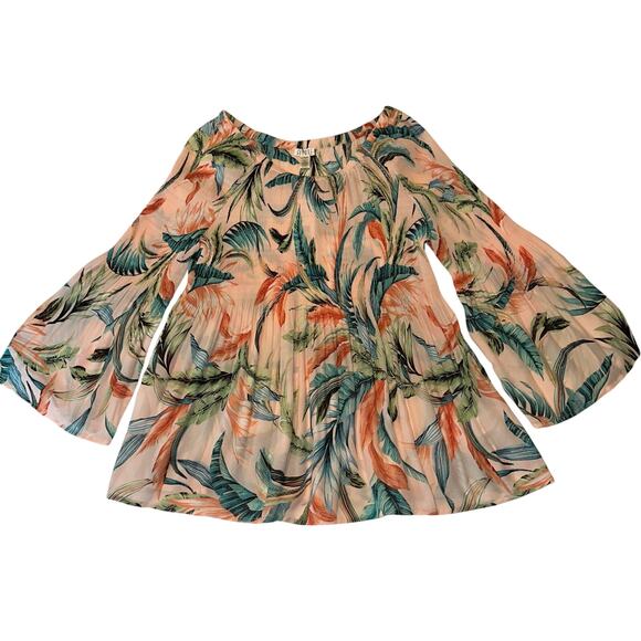 Spense Pleaters Women's Size XL Pink Floral Blouse Top 3/4 Bell Sleeve - Picture 3 of 9